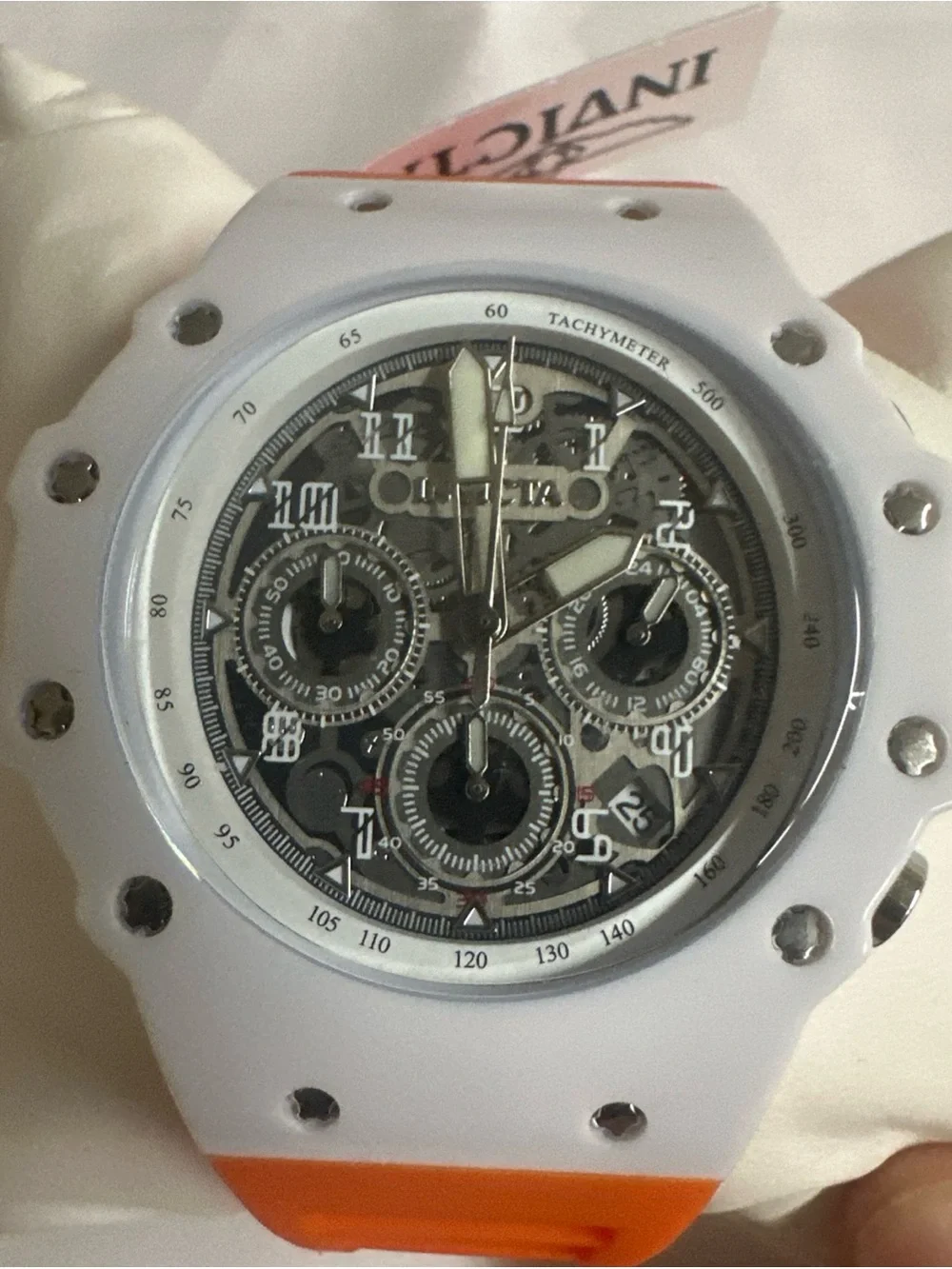 (276) Invicta White and Orange Sport Watch